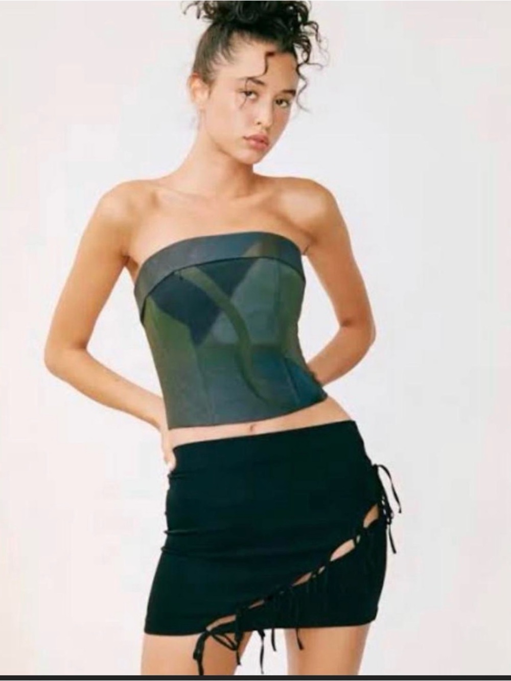 With Jean Valentina Black Mini Skirt with Side Lace-Up